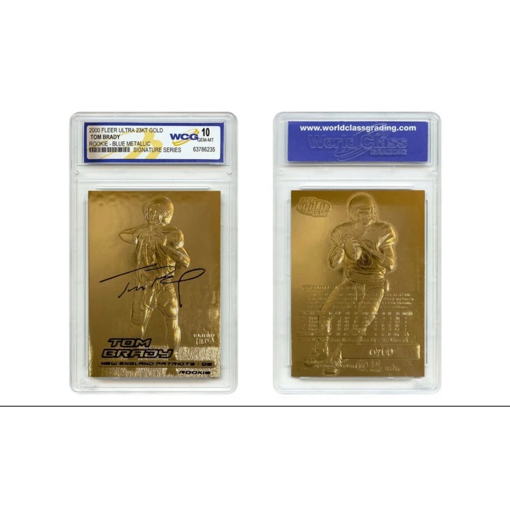 TOM BRADY 2000 Fleer Ultra 23K GOLD ROOKIE Card Metallic RC - Graded Gem Mint 10